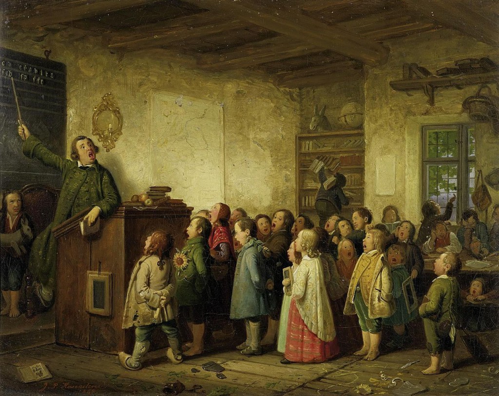 "Die Dorfschule", Gemälde von Peter Hasenclever, 19. Jahrhundert