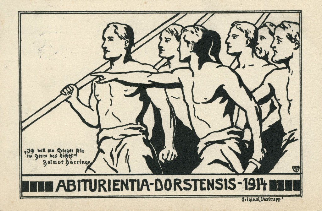 Abiturientia-Karte 1914 zur Verherrlichung des Kriegs 