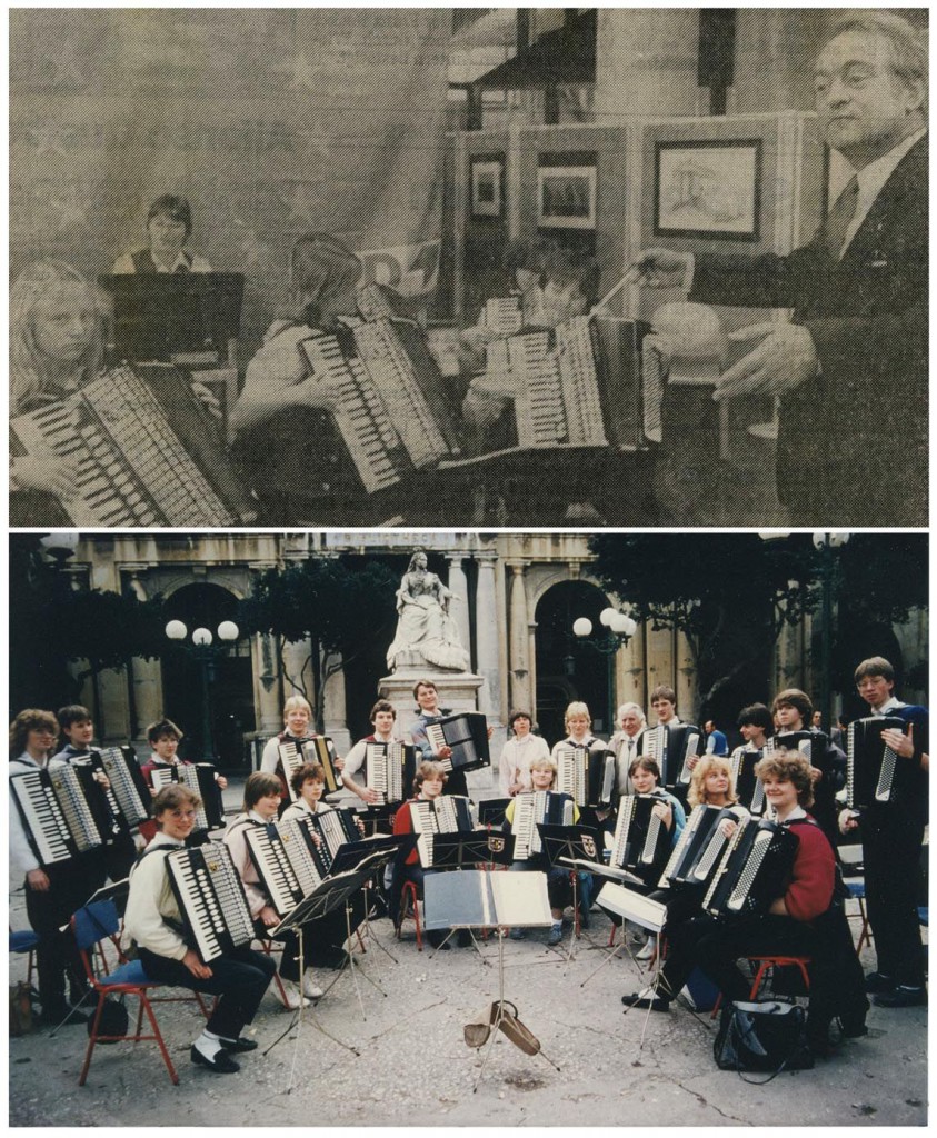 Oben: Ministerpräsident Rau 1983 als Dirigent; unten: Konzert in Valetta (Malta) 1987; Foto: Wolf Stegemann