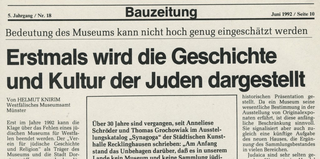 Ausriss aus der "Bauzeitung" zur Eröffnung des Museums