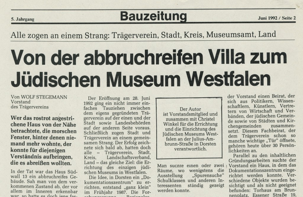 Ausriss aus der "Bauzeitung" zur Eröffnung des Museums