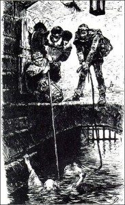 Wasserprobe im Burggraben, Zeichnung von 1878