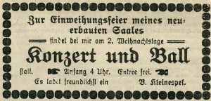 Inserat vom 23. Dezember 1909