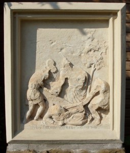 Relief am Flachsrösthaus Wulfen ausgegraben; Foto: Gruber 