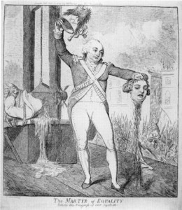 Hinrichtung des Königs, Radierung von Isaak Cruikshank 1793 
