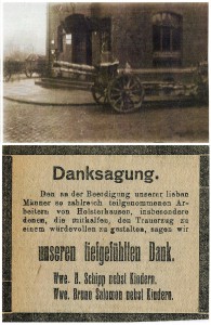 Oben: Kanone an der Post, unten: Todesanzeige von zwei Bergarbeitern, die vom Freikorps ermordet wurden 