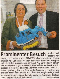 Hubert Loick mit NRW-Wirtschaftsministerin Christa Thoben