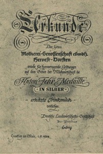 Preis-Urkunde 1954