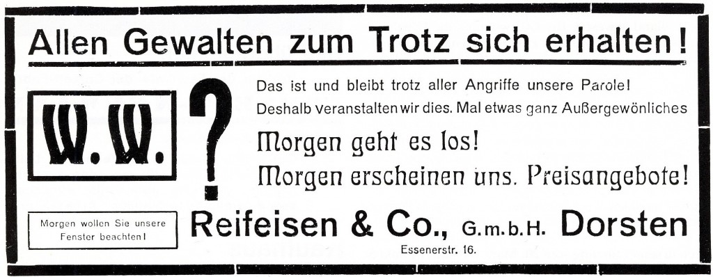 Inserat Reifeisen vom 21. November 1924