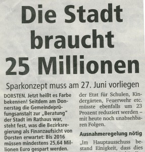 Dorstener Zeitung vom 25. Februar 2012 (Ausriss)