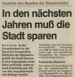 Ruhr Nachrichten vom 30. Oktober 1986 (Ausriss)