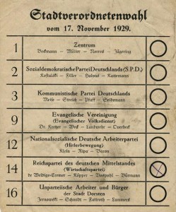 Wahlschein Dorsten 1929